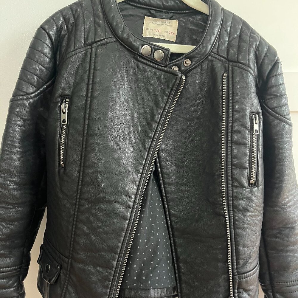 Zara kids black moto jacket